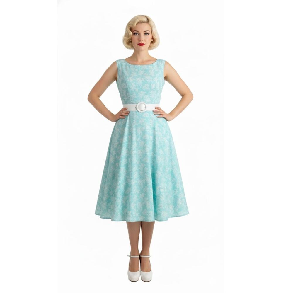 Vintage 1960's Handmade Sleeveless Midi Dress Blue